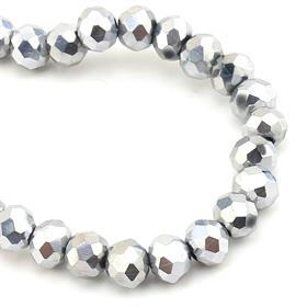 6 mm Parlak Gümüş Kristal Cam Boncuk