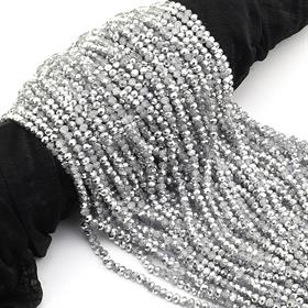 6 mm Parlak Gümüş Kristal Cam Boncuk