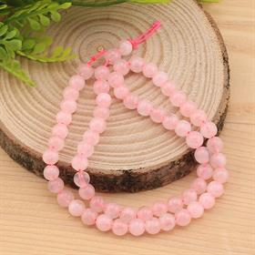 6 mm Pembe Kuvars Taşı Boncuk