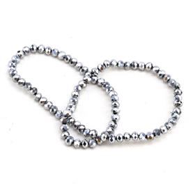 6 mm Tam Gümüş Kristal Cam Boncuk