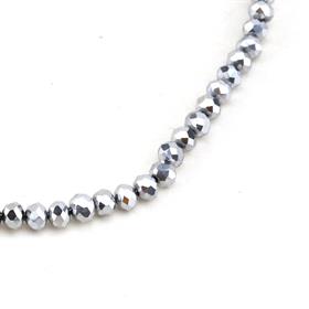 6 mm Tam Gümüş Kristal Cam Boncuk