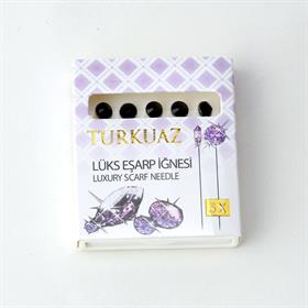 5li Siyah Taşlı Eşarp Şal İğnesi