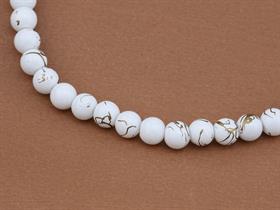 Altın Desenli Beyaz Dizi Cam Boncuk