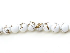 Altın Desenli Beyaz Dizi Cam Boncuk