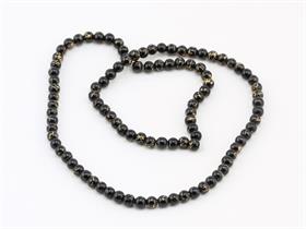 Altın Desenli Siyah Dizi Cam Boncuk