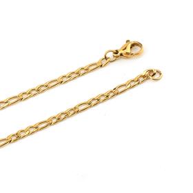 Altın Renk, Kararmaz Çelik, Kartiyer Kolye Zinciri 45 cm