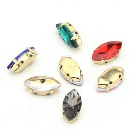 Arpa Şeklinde Altın Renk Kasalı Kristal Dikme Beyoğlu Taşı 9 x 18 mm