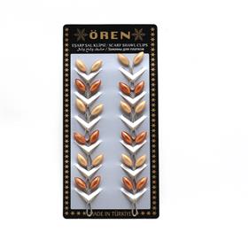 Arpa Taşlı Eşarp Şal Klipsi Ahşap Renkler 12 adet