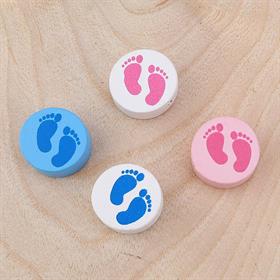 Ayak izi Baskılı Ahşap Emzik Zinciri Boncuğu