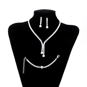 Baget Zirkon Taşlı Abiye Kolye, Bileklik ve Küpe Seti