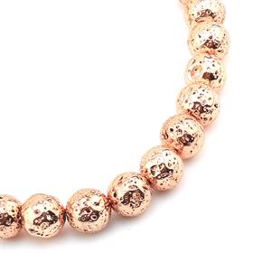 Bakır Hematit Kaplamalı Lav Taşı Boncuk