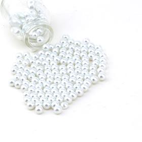 Beyaz Cam İnci Boncuk 8 mm 100 adet