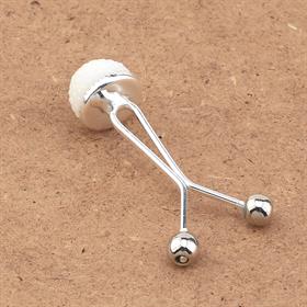 Beyaz Polyester Taşlı Eşarp Şal Klipsi