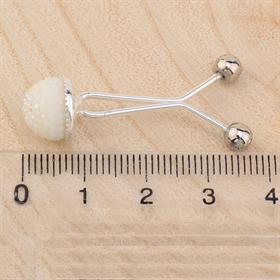 Beyaz Polyester Taşlı Eşarp Şal Klipsi