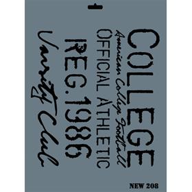 ''College'' Yazılı Stencil Şablon 25X35 cm - Rich New 208