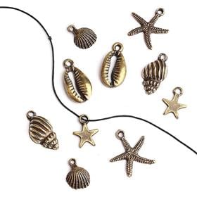 Deniz Ürünleri Takı Ucu Karışık Set Antik Sarı