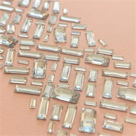 Dikdörtgen Rhinestone Yapışkanlı Taş Sticker Seti Kristal