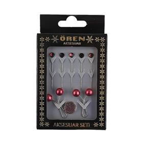 Eşarp Aksesuar Seti Bordo 8 Parça