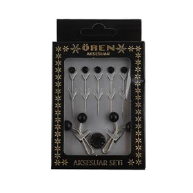 Eşarp Aksesuarları Seti Siyah 8 Parça