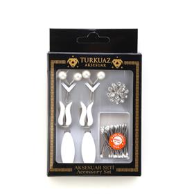 Eşarp ve Şal Takı Seti Beyaz