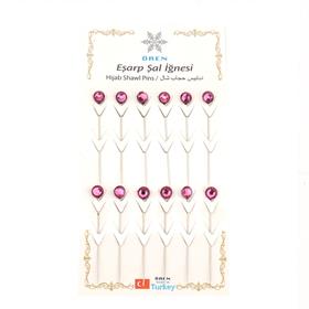 Fuşya Kristal Taşlı Eşarp Şal İğnesi 12 adet
