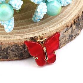 Fuşya Sedefli Kelebek Takı Ucu