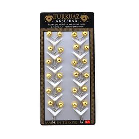 Gold İnci Taşlı Eşarp Şal Klipsi 12 adet