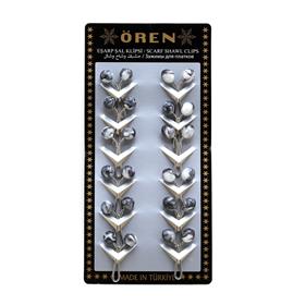 Gri Akik Taşlı Eşarp Şal Klipsi 12 adet