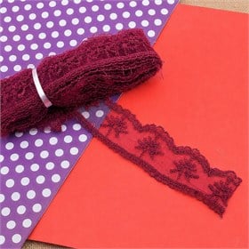 Güpür Dantel 9 metre Fransız Danteli Bordo