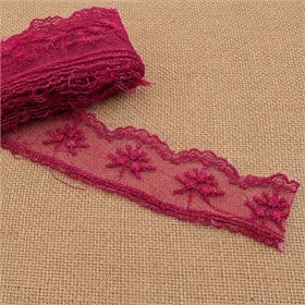 Güpür Dantel 9 metre Fransız Danteli Bordo