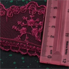 Güpür Dantel 9 metre Fransız Danteli Bordo