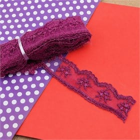 Güpür Dantel 9 metre Fransız Danteli Mor
