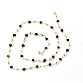 Halkalı Siyah Taşlı Gözlük İpi Zinciri