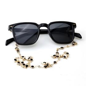 Halkalı Siyah Taşlı Gözlük İpi Zinciri