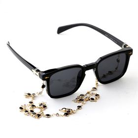 Halkalı Siyah Taşlı Gözlük İpi Zinciri