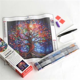 Hayat Ağacı Temalı Elmas Mozaik Seti / Hobi Kiti (30x30)