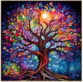 Hayat Ağacı Temalı Elmas Mozaik Seti / Hobi Kiti (30x30)