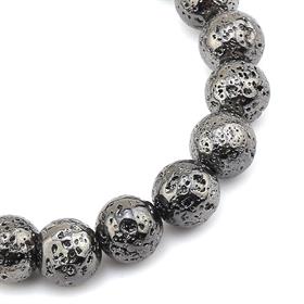 Hematit Kaplamalı Lav Taşı Boncuk