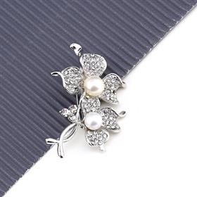 Taşlı İncili Çiçek Broş