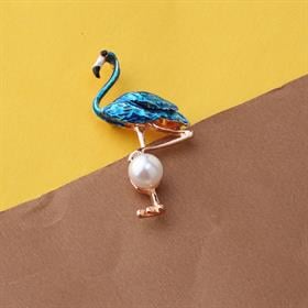 İnci Taşlı Flamingo Broş