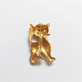 Altın Renkli Siyah Detaylı Kedi Broş