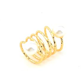 İncili Sarmal Eşarp Şal Yüzüğü Gold Renk