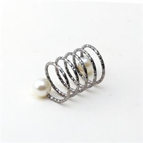 İncili Sarmal Eşarp Şal Yüzüğü Oksit Renk