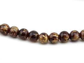 Kahverengi Altın Desenli Dizi Cam Boncuk