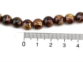 Kahverengi Altın Desenli Dizi Cam Boncuk