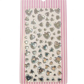 Kalp Figür Rhinestone Yapışkanlı Taş Sticker Seti