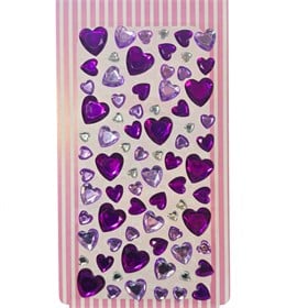 Kalp Figür Rhinestone Yapışkanlı Taş Sticker Seti