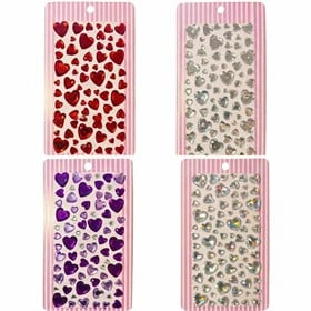 Kalp Figür Rhinestone Yapışkanlı Taş Sticker Seti