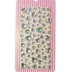 Kalp Figür Rhinestone Yapışkanlı Taş Sticker Seti