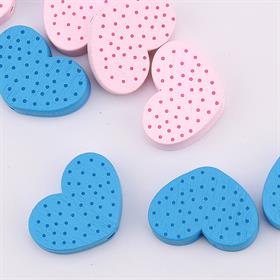 Kalp Şeklinde, Puantiyeli Ahşap Emzik Askısı Boncuğu